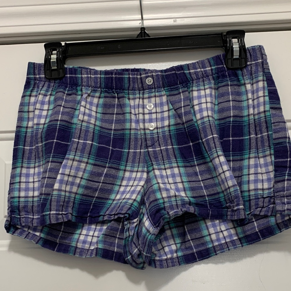 4/$10 Sonoma 100% Cotton Blue & Purple Plaid Pajama Shorts Size XS